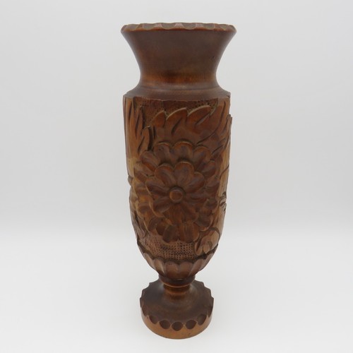 Handgeschnitzte holzvase mit - holzvase,