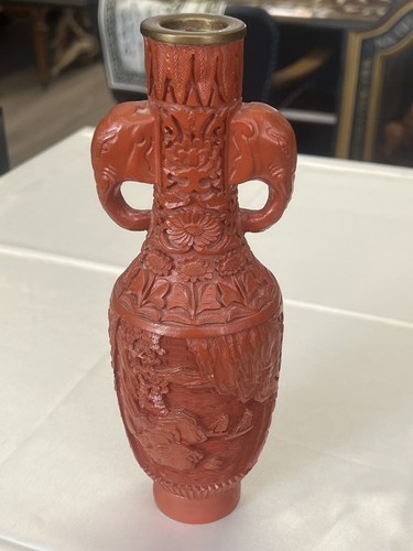 China vase zinnoberlack - vase,