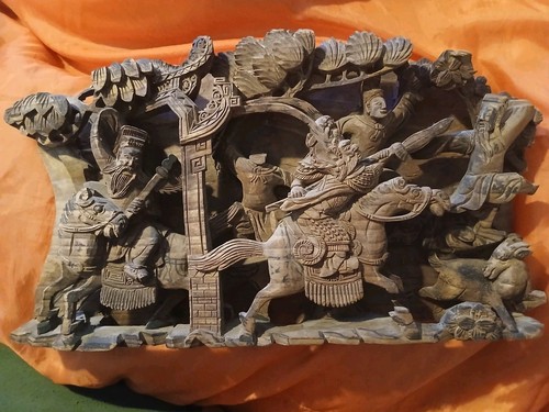 Asiatisches altes holzrelief - asiatisches,