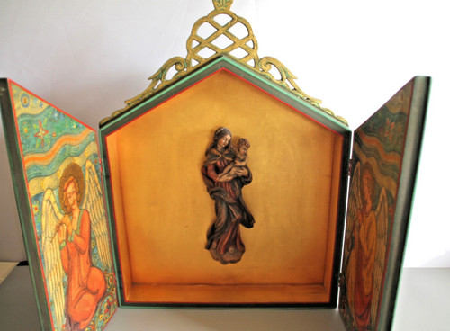Vintage holztriptychon madonna - vintage,